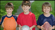 kids with sports equipment